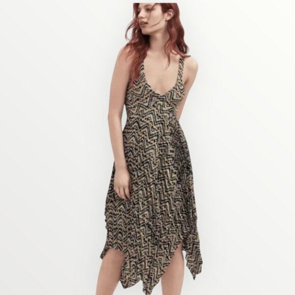 A.L.C. Kendall Silk Asymmetric Pleated Midi Dress - Picture 1 of 8